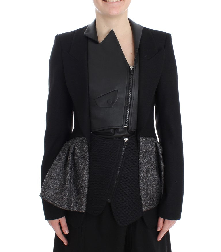 KAALE SUKTAE Schwarzer Kurzblazermantel Bikerjacke