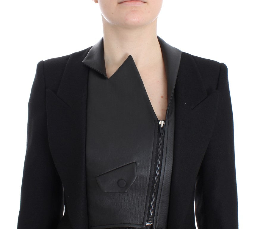 KAALE SUKTAE Schwarzer Kurzblazermantel Bikerjacke