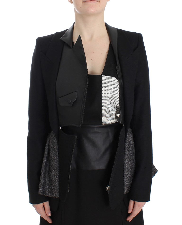 KAALE SUKTAE Schwarzer Kurzblazermantel Bikerjacke
