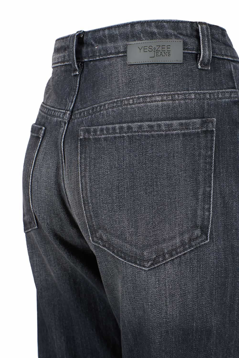 Yes Zee Schwarze Damen-Jeans mit hoher Taille aus Baumwolle