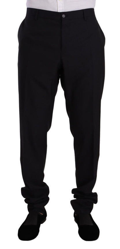 Dolce &amp; Gabbana Blauer GOLDENER einreihiger 2-teiliger Anzug aus Wolle