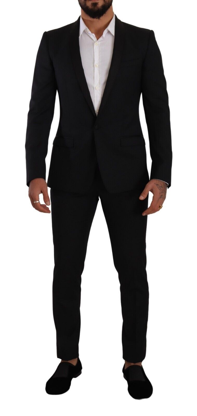 Dolce & Gabbana Black Fantasy GOLD Wool Slim Fit 2 Piece Suit