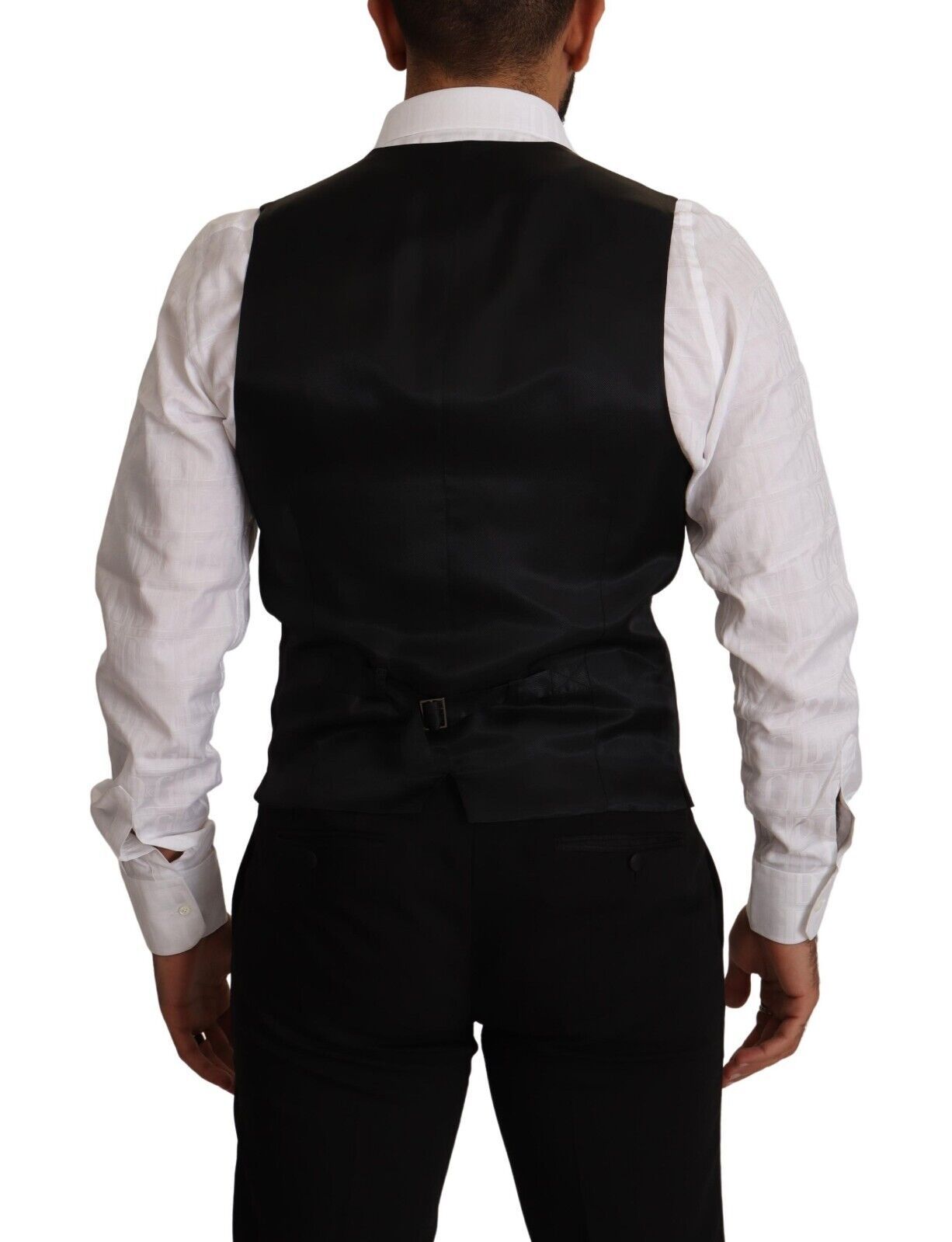 Dolce &amp; Gabbana Blau gestreifte Weste aus Wollstretch