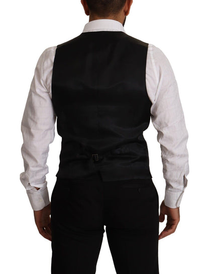 Dolce &amp; Gabbana Blau gestreifte Weste aus Wollstretch