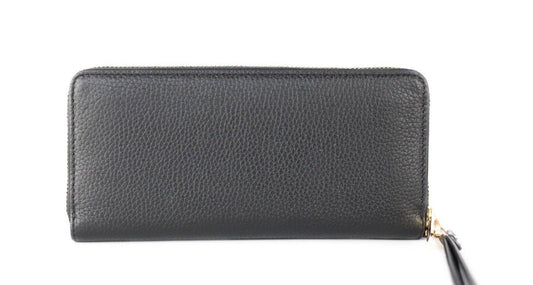 Michael Kors Jet Set Travel – Große Continental-Handgelenksbrieftasche aus schwarzem Kieselleder