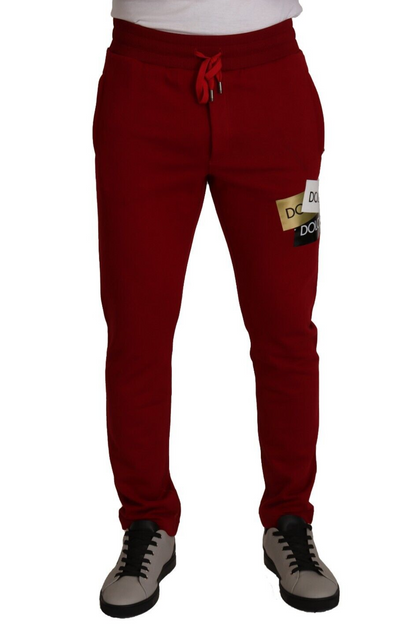 Dolce &amp; Gabbana Jogginghose mit Logo-Patch aus roter Baumwolle