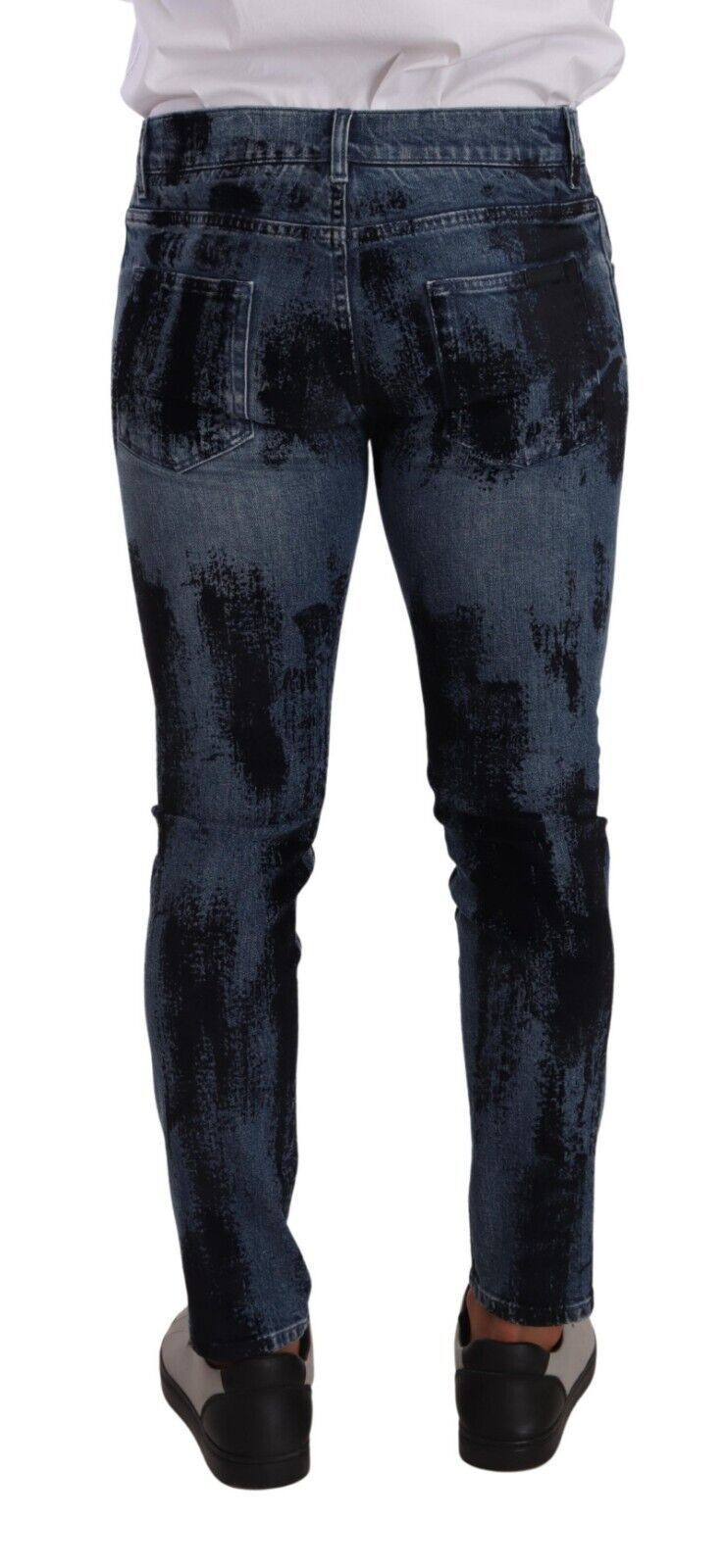 Dolce &amp; Gabbana Blau-schwarze Skinny-Jeans aus Baumwolle