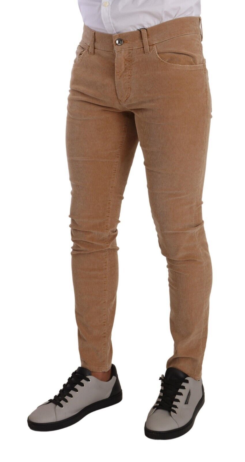 Dolce &amp; Gabbana – Enge Slim-Fit-Jeans aus Cord-Baumwolle in Braun