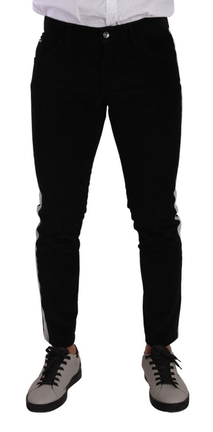 Dolce &amp; Gabbana – Schwarze Skinny-Cordjeans aus Baumwollstretch