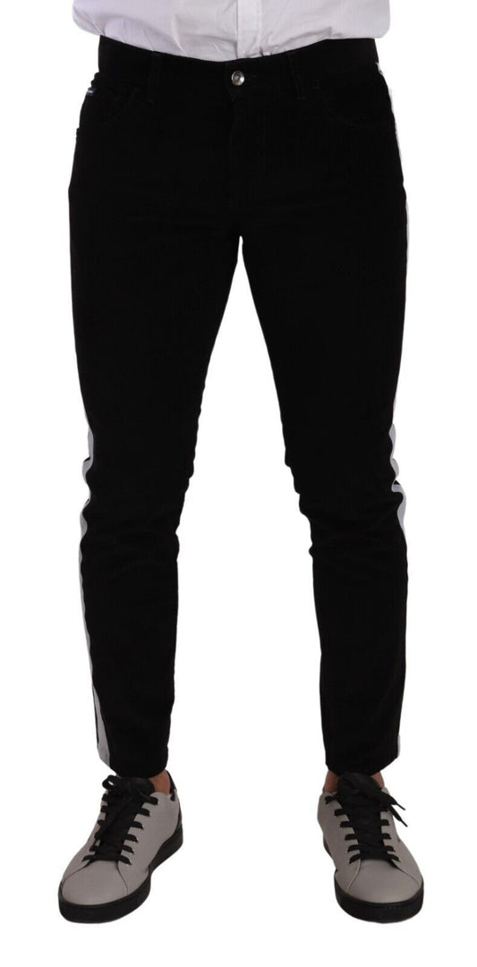 Dolce &amp; Gabbana – Schwarze Skinny-Cordjeans aus Baumwollstretch