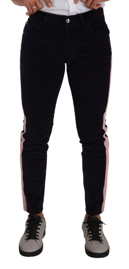 Dolce &amp; Gabbana – Blaue Skinny-Jeans aus Cord-Baumwolle mit Stretch