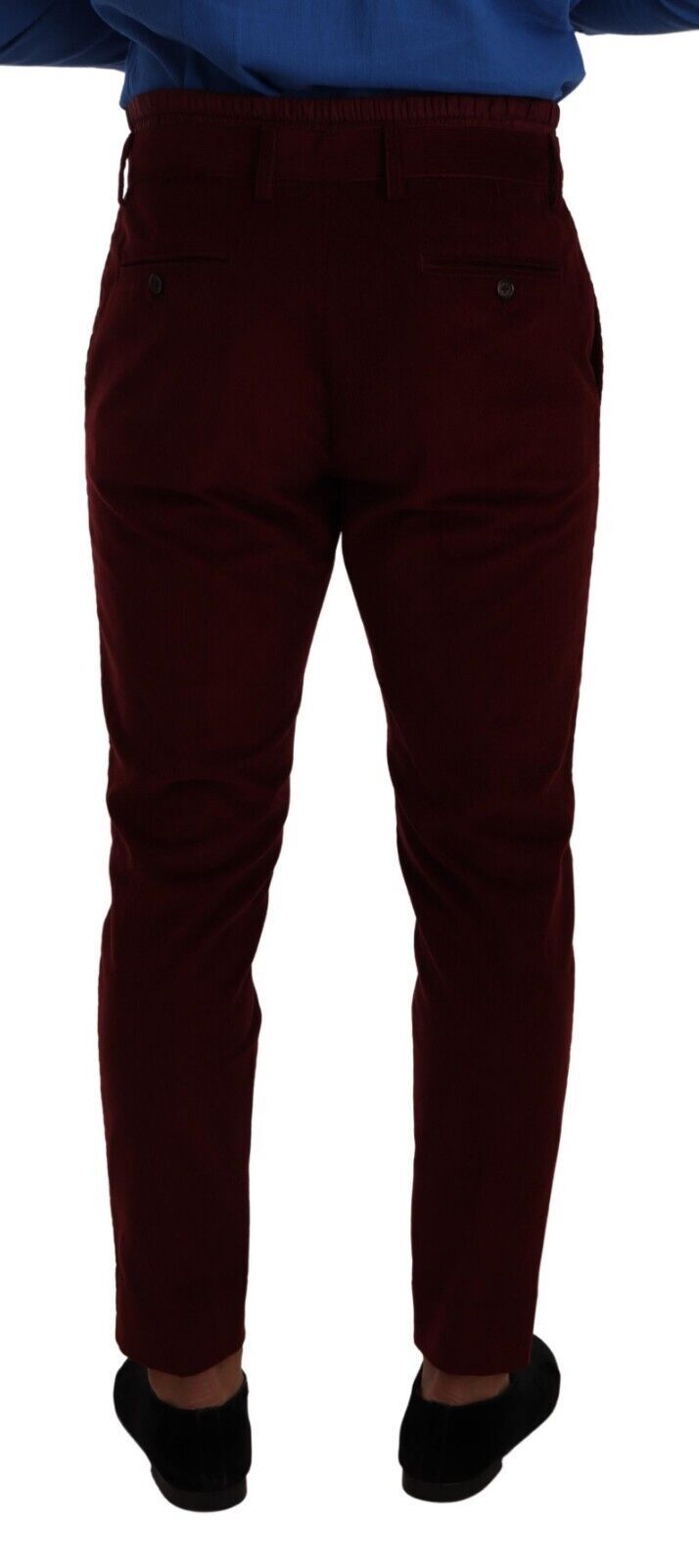 Dolce &amp; Gabbana Bordeaux Samt Herren Formelle Hose Anzughose