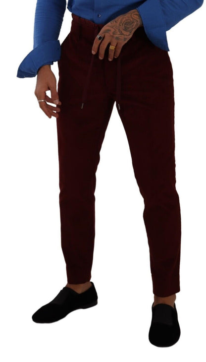 Dolce &amp; Gabbana Bordeaux Samt Herren Formelle Hose Anzughose