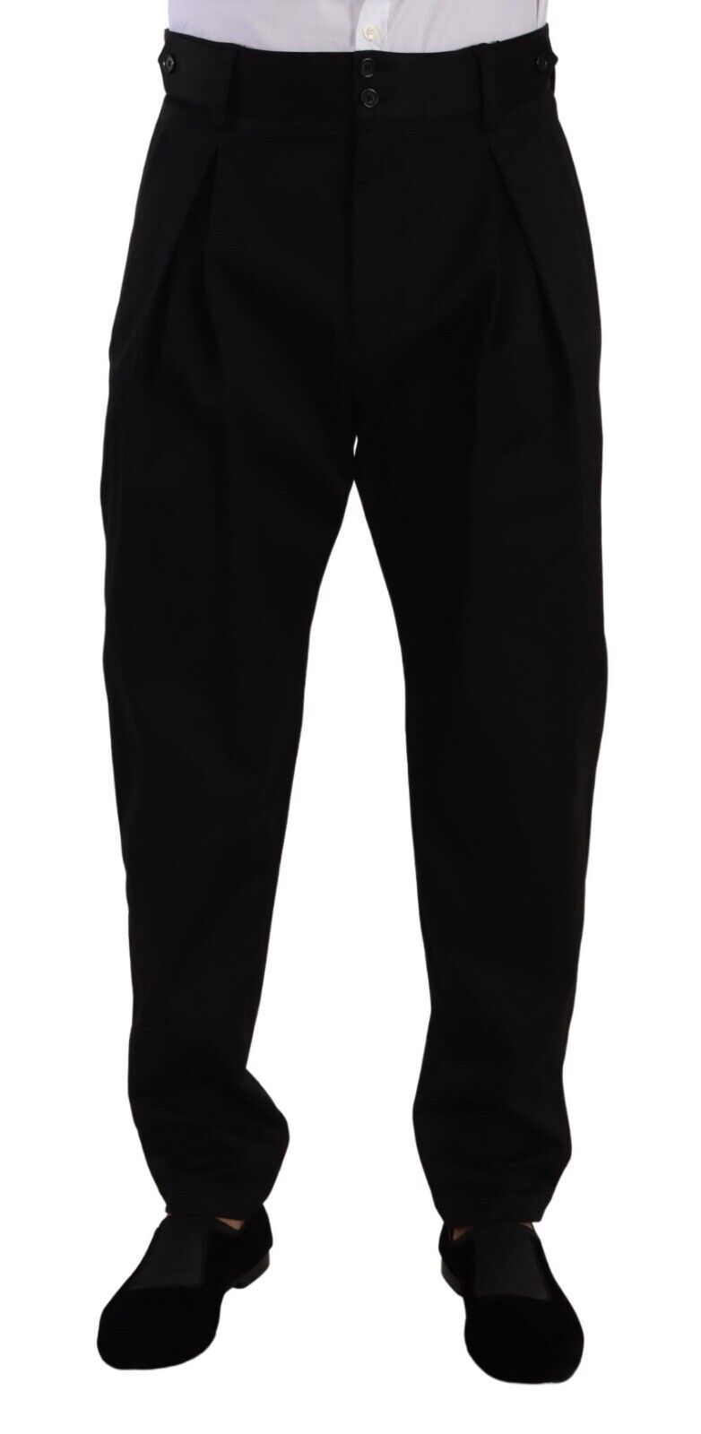 Dolce &amp; Gabbana Schwarze Baumwollhose mit hoher Taille für Herren