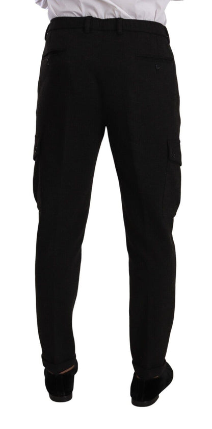 Dolce &amp; Gabbana Schwarze Viskose-Cargo-Skinny-Hose für Herren