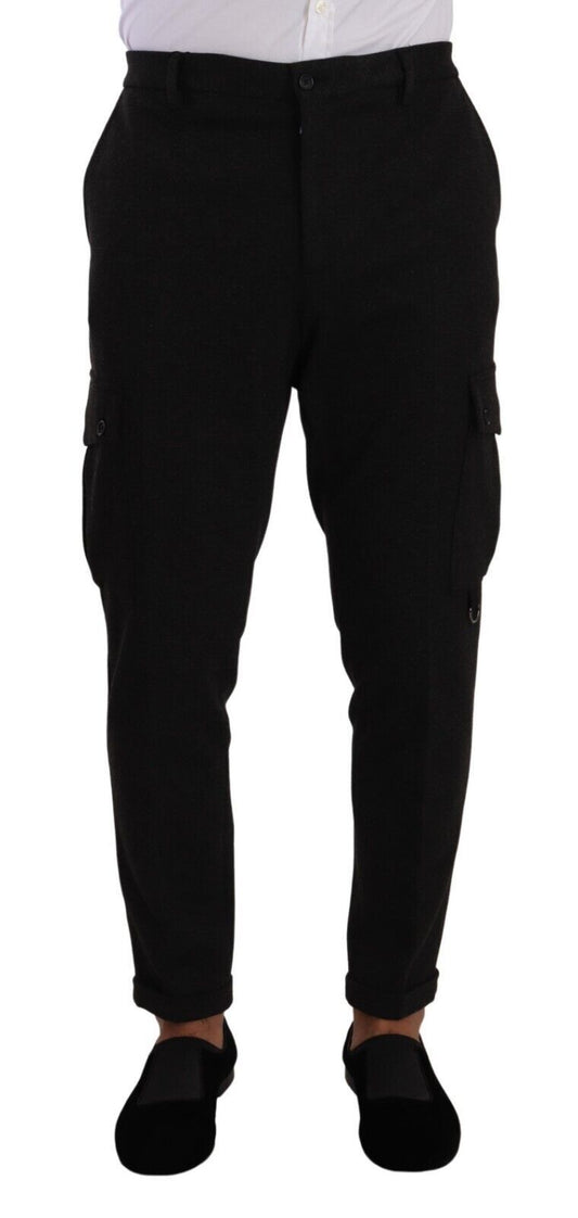 Dolce &amp; Gabbana Schwarze Viskose-Cargo-Skinny-Hose für Herren
