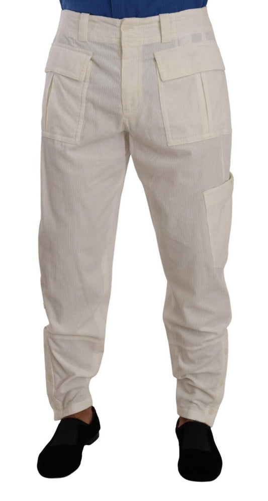 Dolce &amp; Gabbana – Cargohose aus Baumwollcord in Off-White