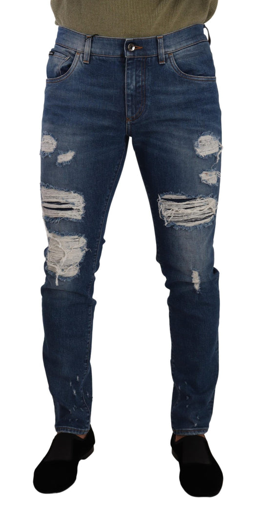 Dolce &amp; Gabbana Slim Fit Jeans aus Baumwollstretch in Blauwaschung