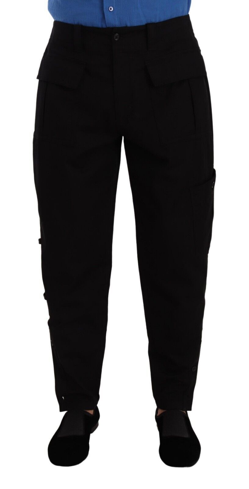 Dolce &amp; Gabbana – Schwarze Cargohose aus Baumwollstretch mit schmalem Schnitt