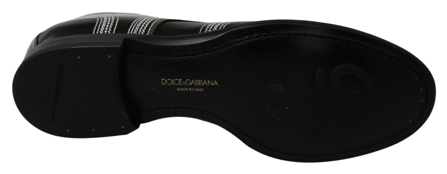 Dolce &amp; Gabbana – Formelle Derby-Schuhe aus schwarzem Leder mit weißer Spitze