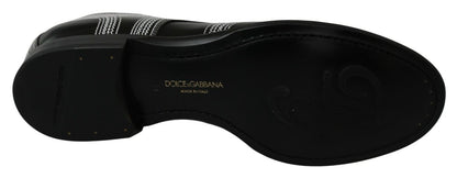 Dolce &amp; Gabbana – Formelle Derby-Schuhe aus schwarzem Leder mit weißer Spitze