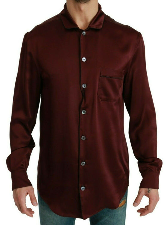 Dolce &amp; Gabbana Bordeaux Seidenpyjama-Freizeithemd