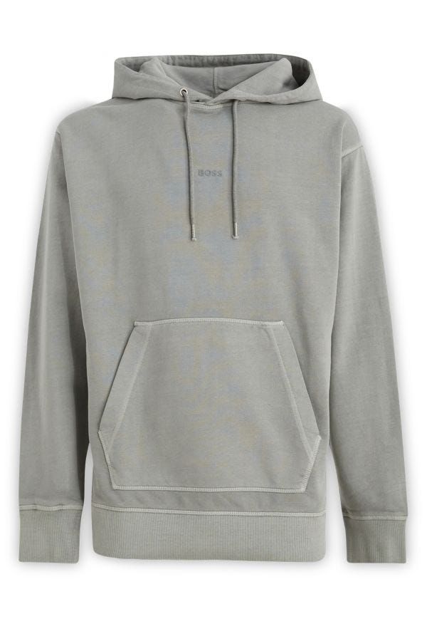 Hugo Boss – Elegantes Kapuzensweatshirt aus grauer Baumwolle