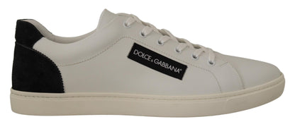 Dolce &amp; Gabbana Weiß Schwarz Leder Halbschuhe Sneakers
