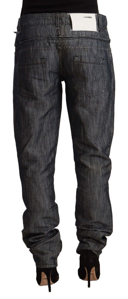 Acht Dunkelgraue Ramie-Jeans mit mittelbreiter Taille und geradem Schnitt