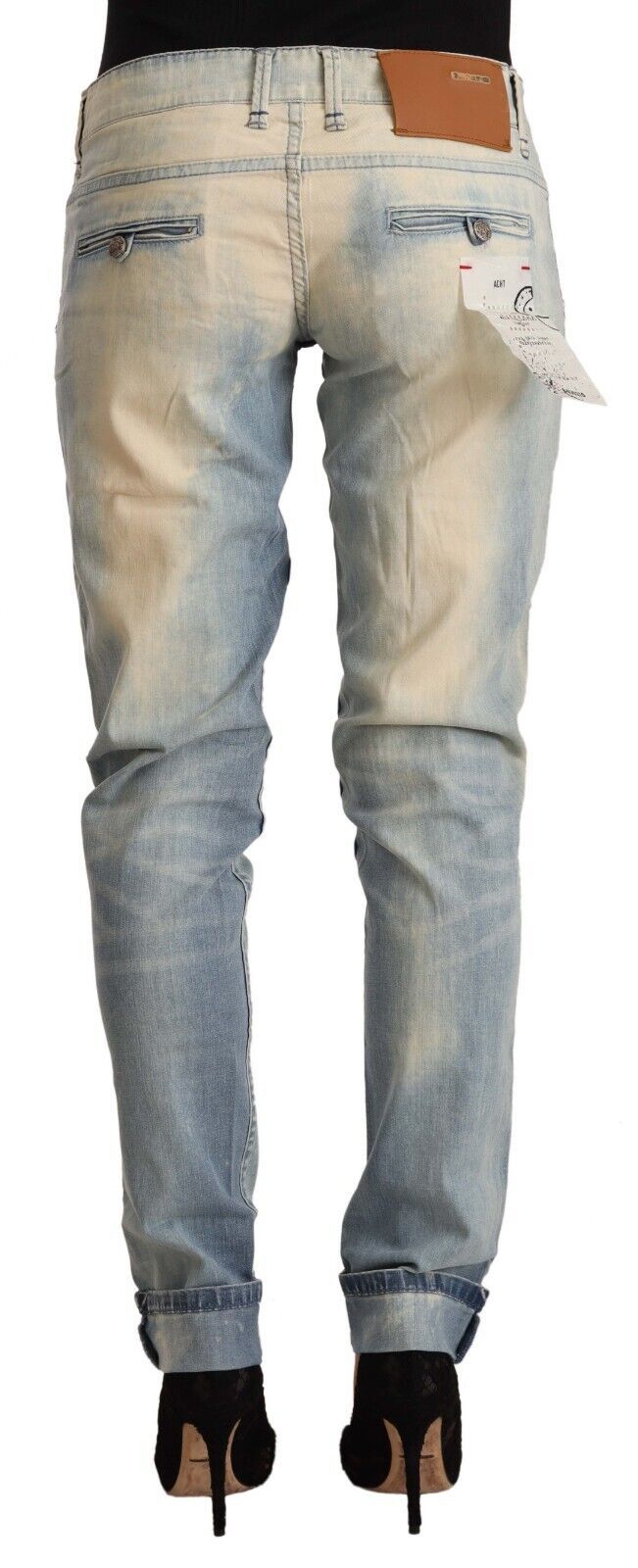 Acht – Hellblaue Skinny-Jeans aus gewaschener Baumwolle mit niedriger Taille