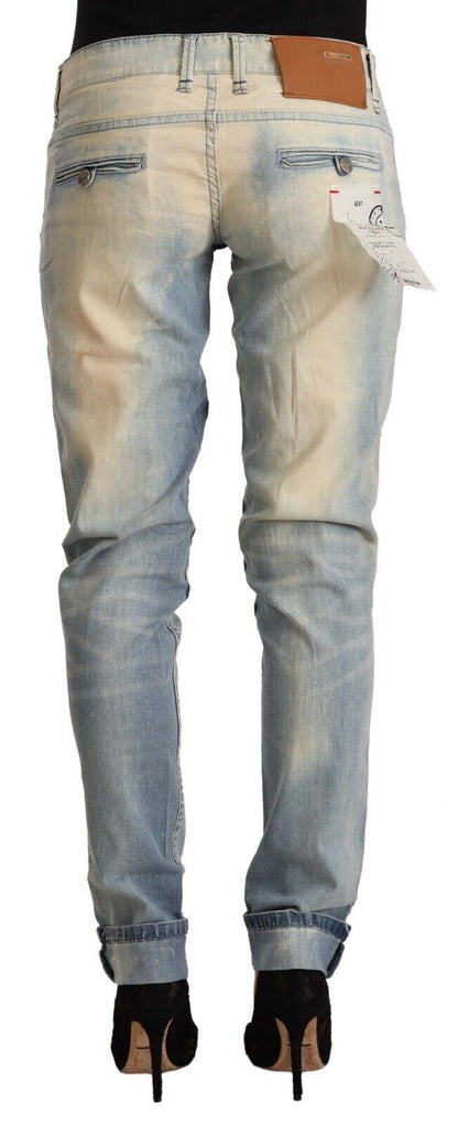 Acht – Hellblaue Skinny-Jeans aus gewaschener Baumwolle mit niedriger Taille