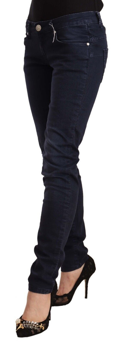 Acht – Blaue, verwaschene Slim-Fit-Jeans aus Baumwolle mit niedriger Taille