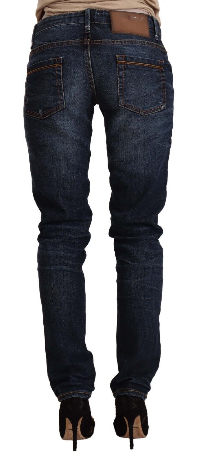 Acht – Blaue Skinny-Jeans aus verwaschener Baumwolle mit niedriger Taille