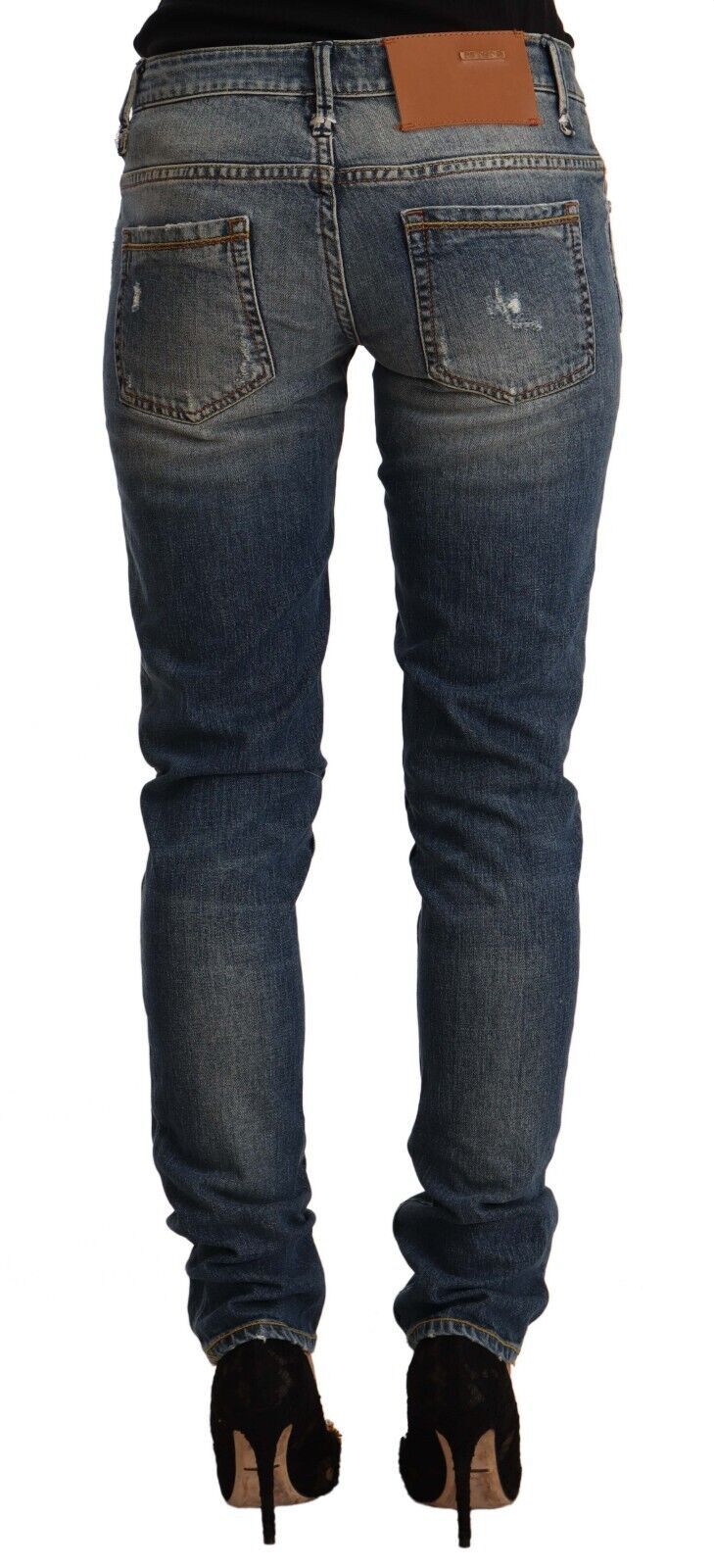 Acht – Blaue Skinny-Jeans aus verwaschener Baumwolle mit mittlerer Taille