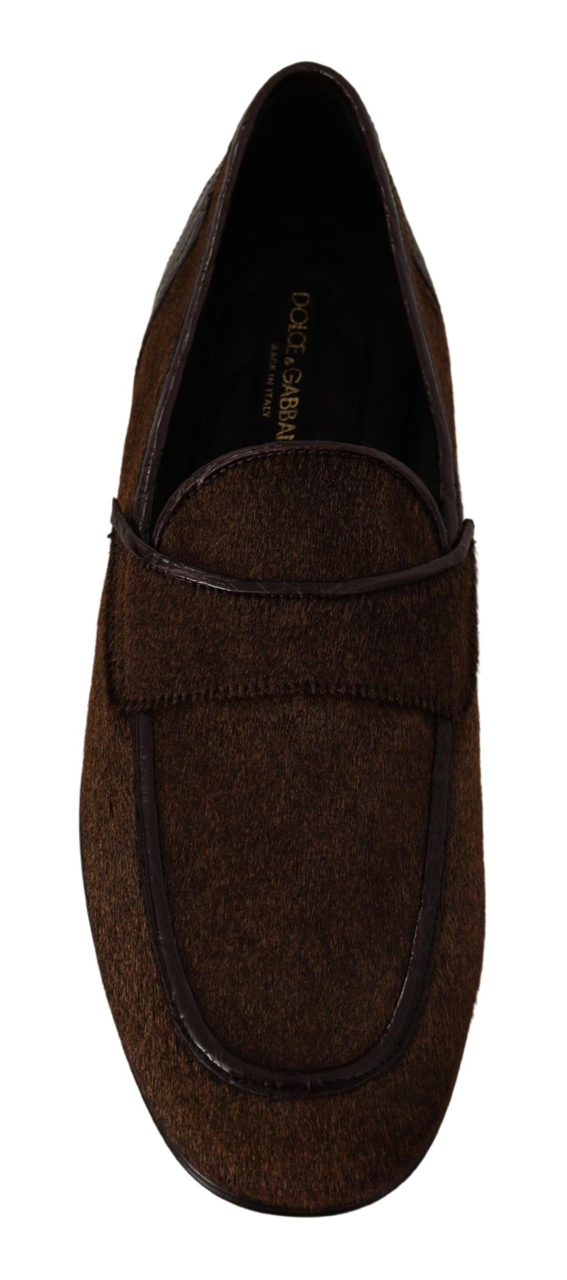 Dolce &amp; Gabbana Schuhe Kleid Loafers Braun Leder Slip Schuhe