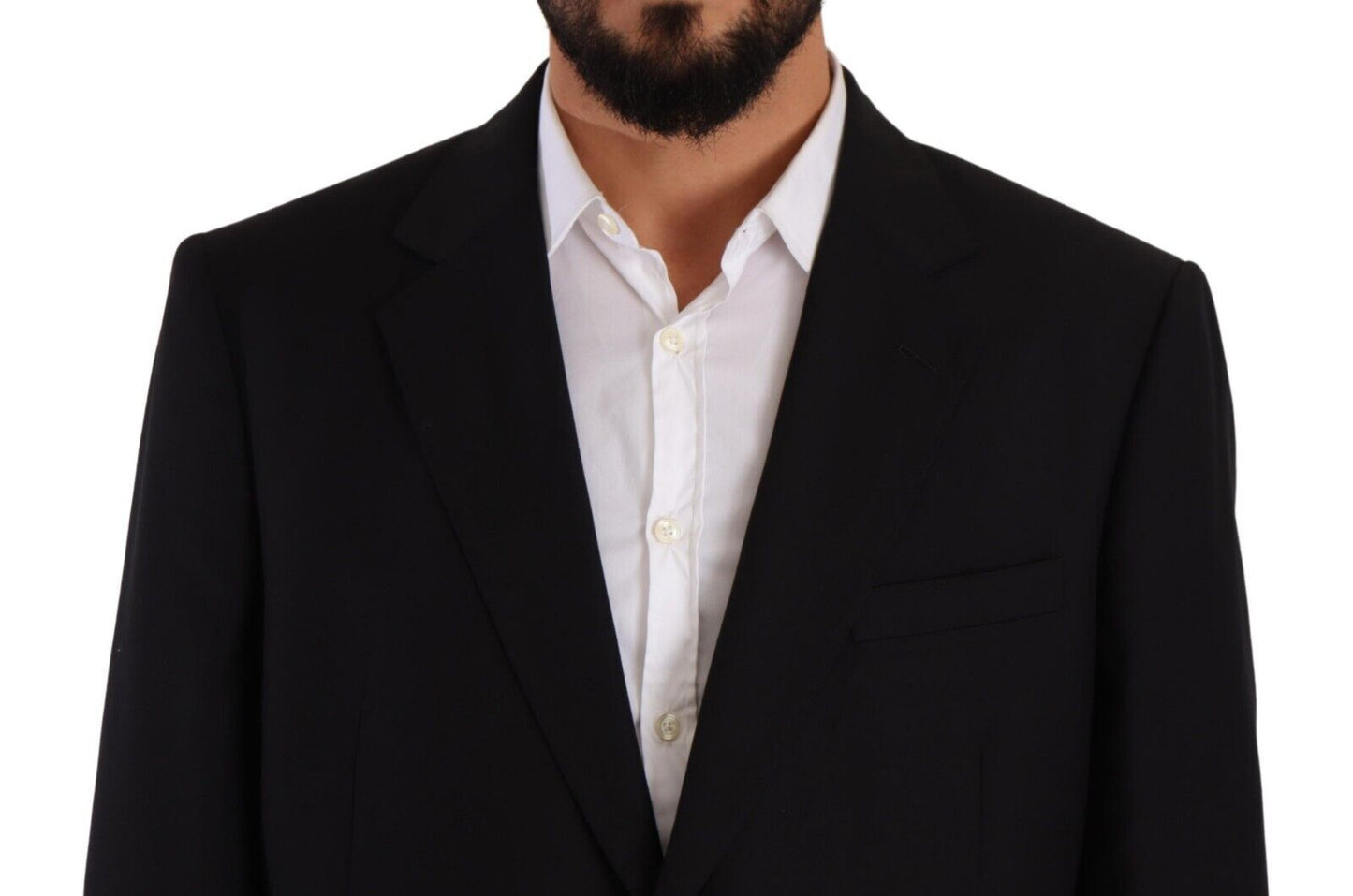 Domenico Tagliente – Schwarzer, einreihiger Anzug aus Polyester