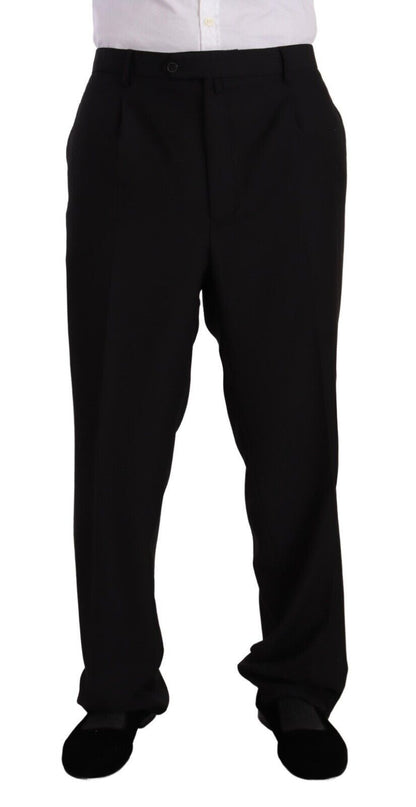 Domenico Tagliente – Schwarzer, einreihiger Anzug aus Polyester