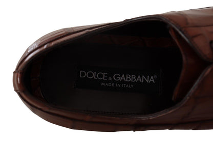 Dolce &amp; Gabbana – Formelle Derby-Schuhe für Herren aus braunem Krokodilleder