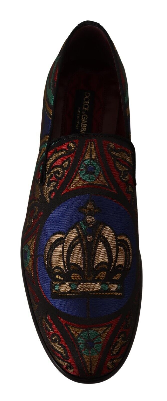 Dolce &amp; Gabbana – Mehrfarbige Jacquard-Hausschuhe mit Kronenmotiv, Halbschuhe