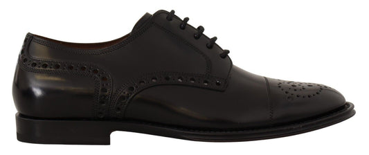 Dolce & Gabbana – Formelle Derby-Schuhe aus schwarzem Leder mit Flügelkappe für Herren
