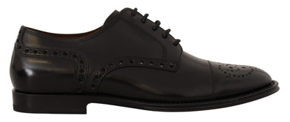 Dolce &amp; Gabbana – Formelle Derby-Schuhe aus schwarzem Leder mit Flügelkappe für Herren