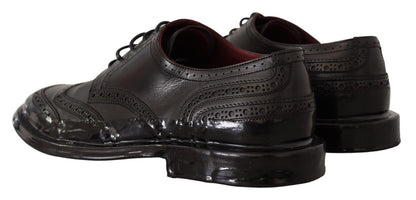 Dolce &amp; Gabbana – Formelle Oxford-Derby-Schuhe aus schwarzem Leder mit Flügelkappe