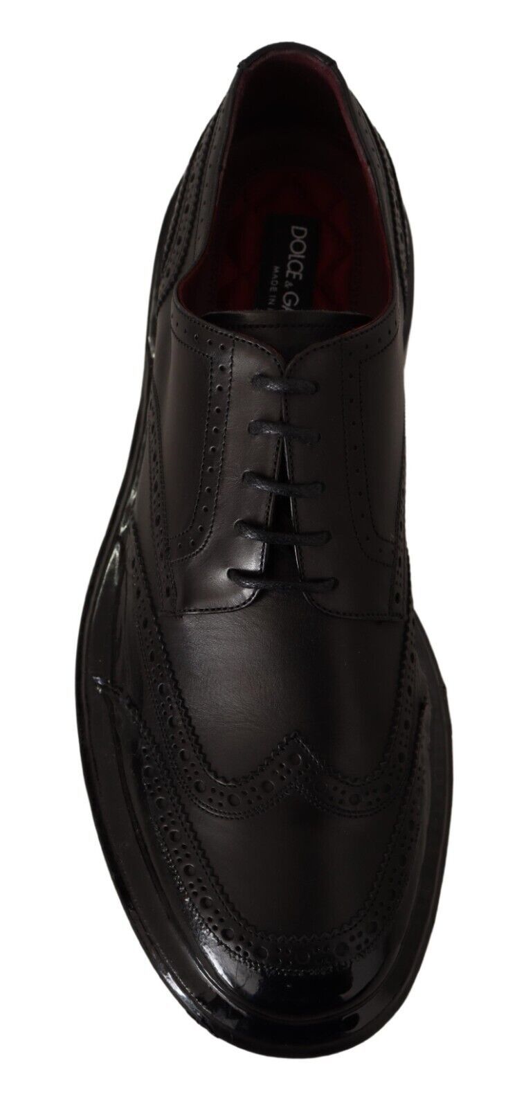 Dolce &amp; Gabbana – Formelle Oxford-Derby-Schuhe aus schwarzem Leder mit Flügelkappe