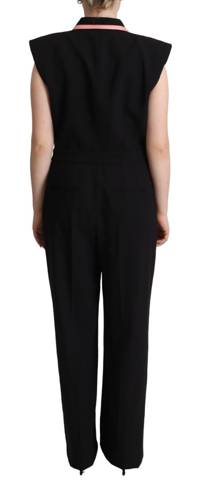 Dolce &amp; Gabbana Schwarzes ärmelloses Jumpsuit-Kleid aus Wollmischung