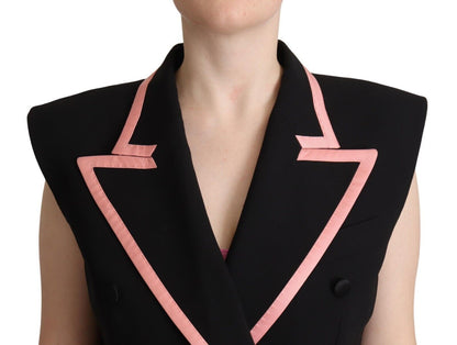 Dolce &amp; Gabbana Schwarzes ärmelloses Jumpsuit-Kleid aus Wollmischung