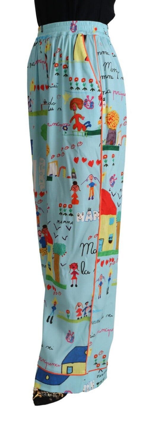 Dolce &amp; Gabbana Hellblaue Hose mit weitem Bein und mittlerer Taille