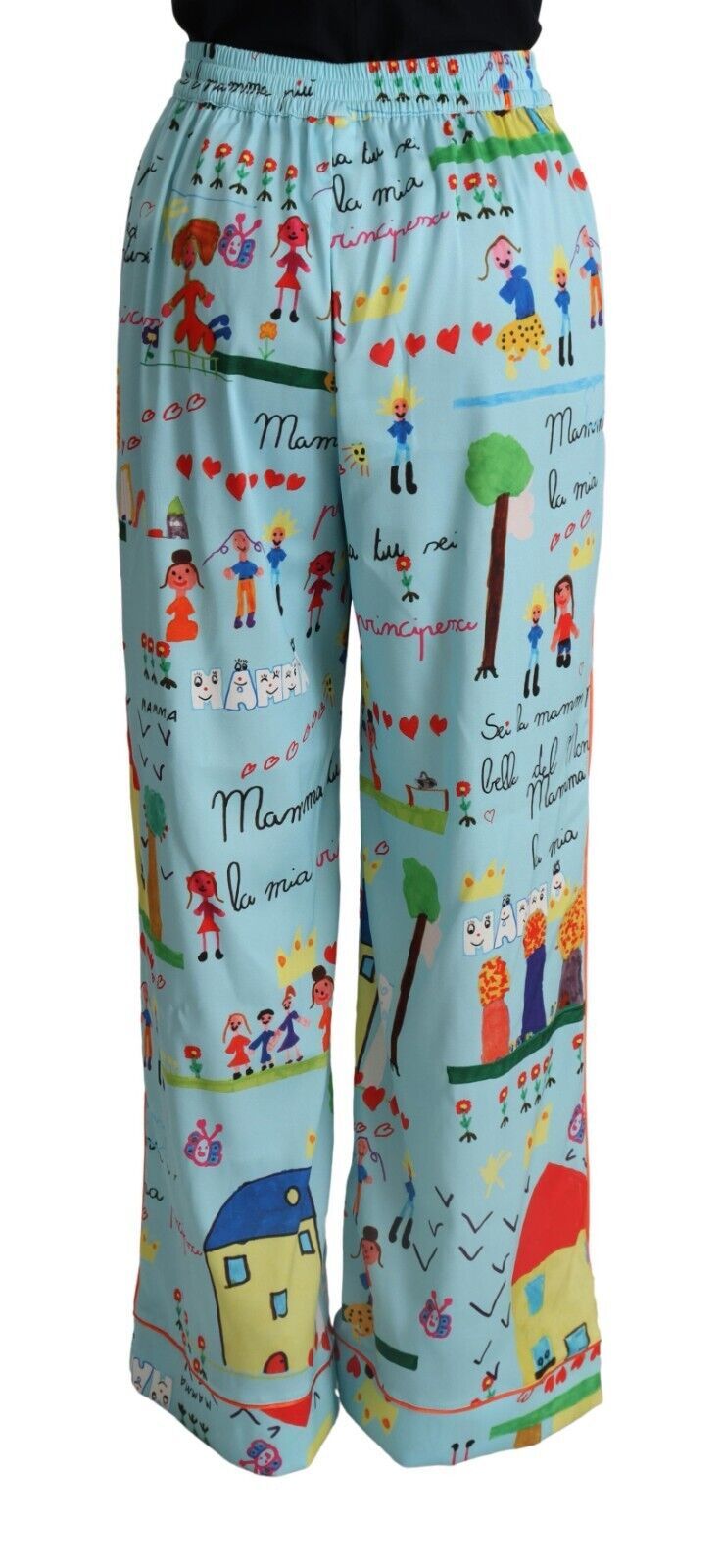 Dolce &amp; Gabbana Hellblaue Hose mit weitem Bein und mittlerer Taille