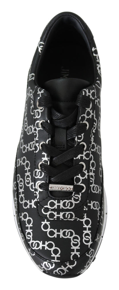 Jimmy Choo Elegante schwarze und silberne Ledersneaker