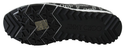 Jimmy Choo Elegante schwarze und silberne Ledersneaker