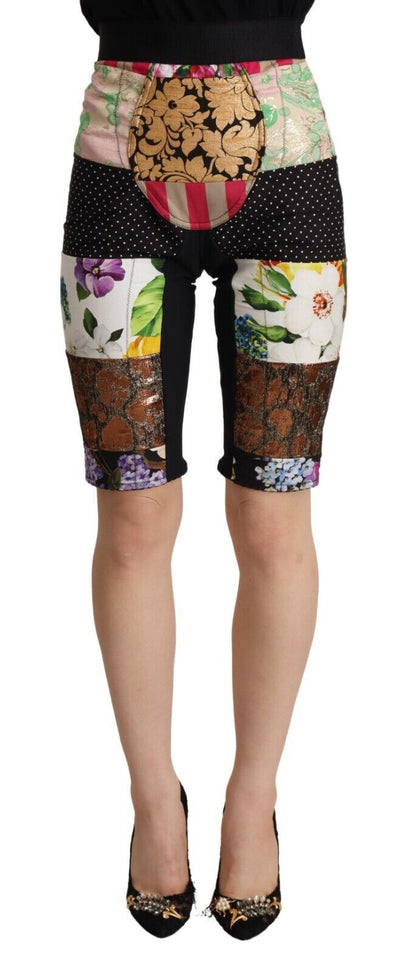 Dolce &amp; Gabbana – Mehrfarbige Patchwork-Shorts mit hoher Taille